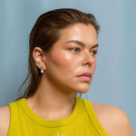 Rhodium plated drop earrings with cubic zirconia and pearl accents, elegant bridal or wedding jewelry for women