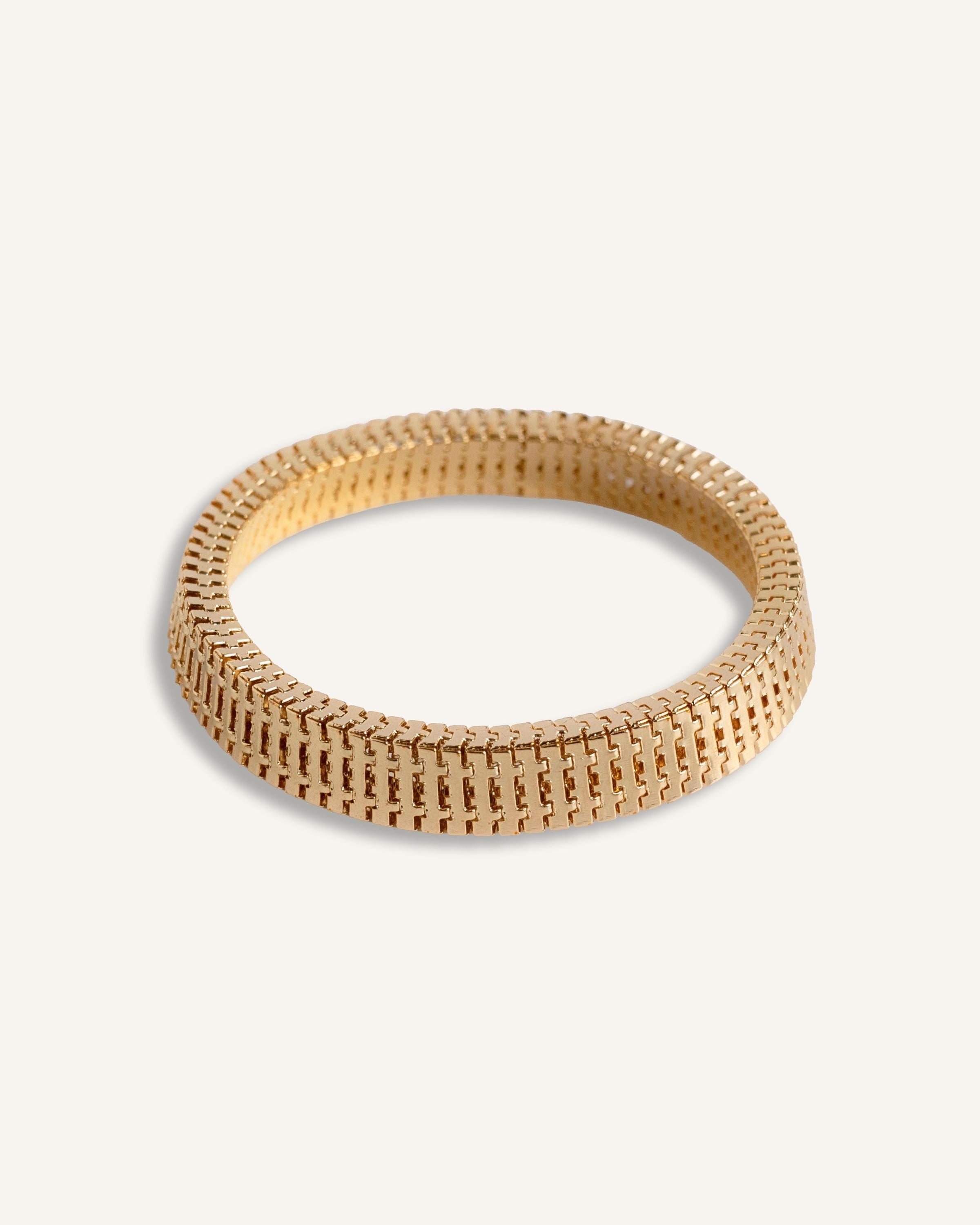 Gold dipped flexible chain bracelet with bold link design, modern gold bangle for women