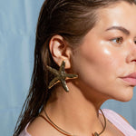 Gold plated starfish stud earrings, ocean-themed jewelry for summer, dainty coastal accessory for women, lightweight beach earrings gift