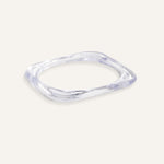 Clear resin square bracelet with curved edges, shown stacked and solo.