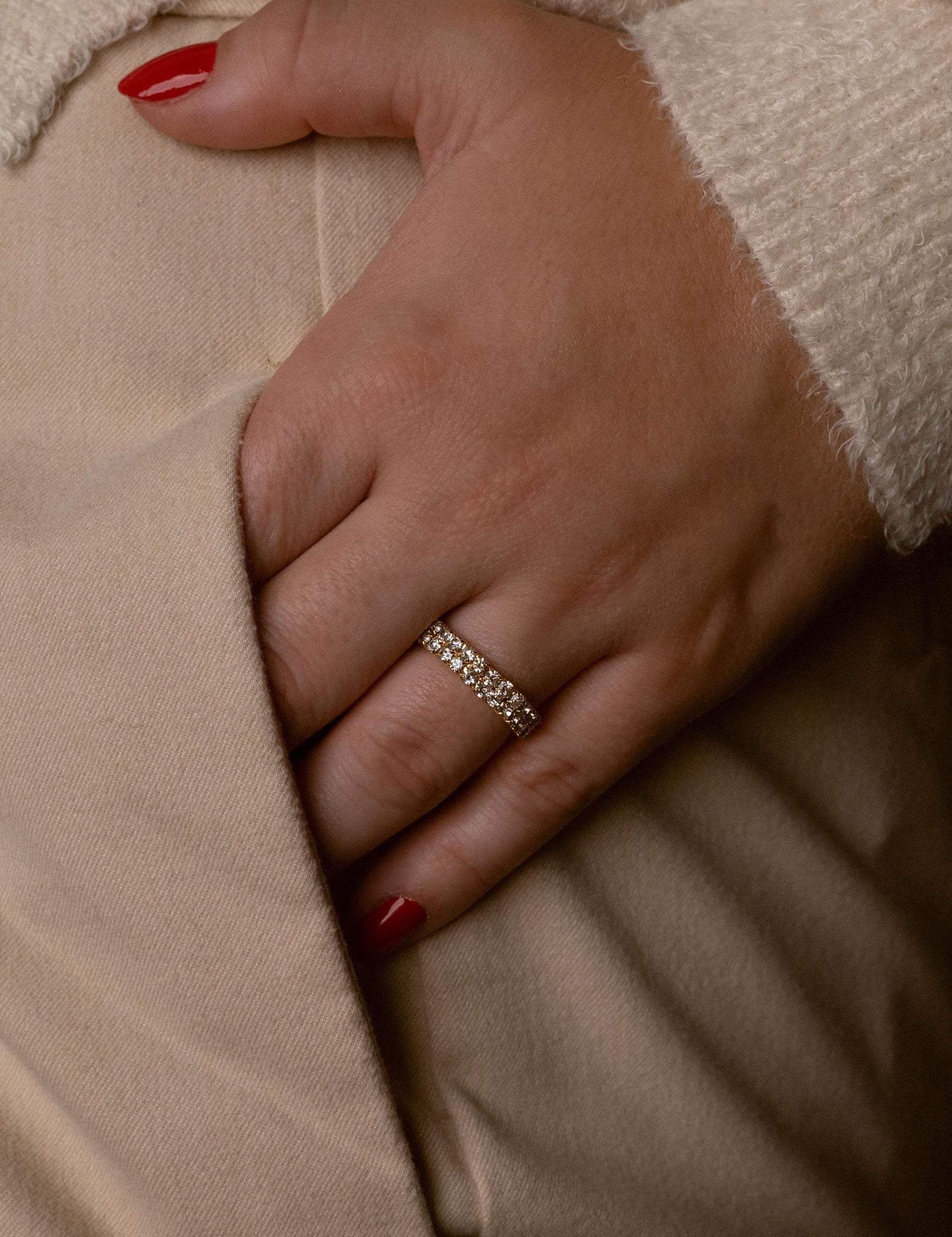 Close-up of a budget-friendly 14K gold ring