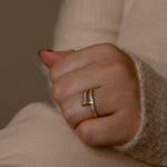 14K Gold Plated Nail Ring with Sparkling Zirconia Stones, Contemporary Statement Jewelry