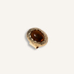 Statement Ring gold plated – Textured Chunky Adjustable Ring with Amber-Toned Gemstone | by Loon Concept