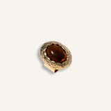 Statement Ring gold plated – Textured Chunky Adjustable Ring with Amber-Toned Gemstone | by Loon Concept