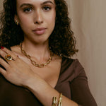 Cuff Bracelet gold plated – Sculptural Bamboo-Inspired Bangle | Bold Modern Statement Jewelry by Loon Concept