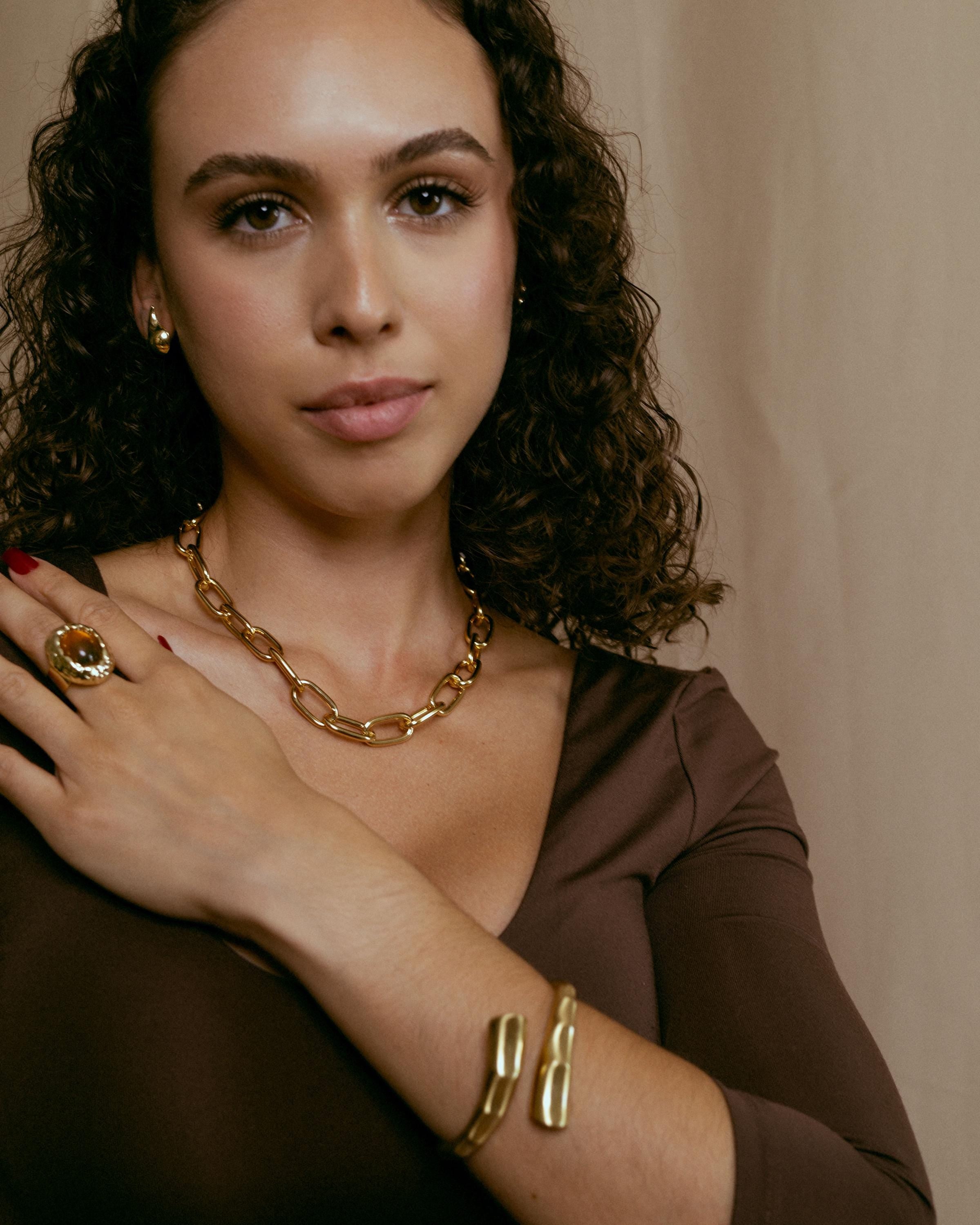 Cuff Bracelet gold plated – Sculptural Bamboo-Inspired Bangle | Bold Modern Statement Jewelry by Loon Concept