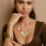 Gold Plated Cuff Bracelet – Wide Sculptural Bangle | Modern Minimalist Statement Jewelry by Loon Concept