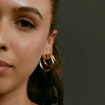 Double Hoop Earrings gold plated – Classic Chunky Hoops | Modern Everyday Jewelry by Loon Concept