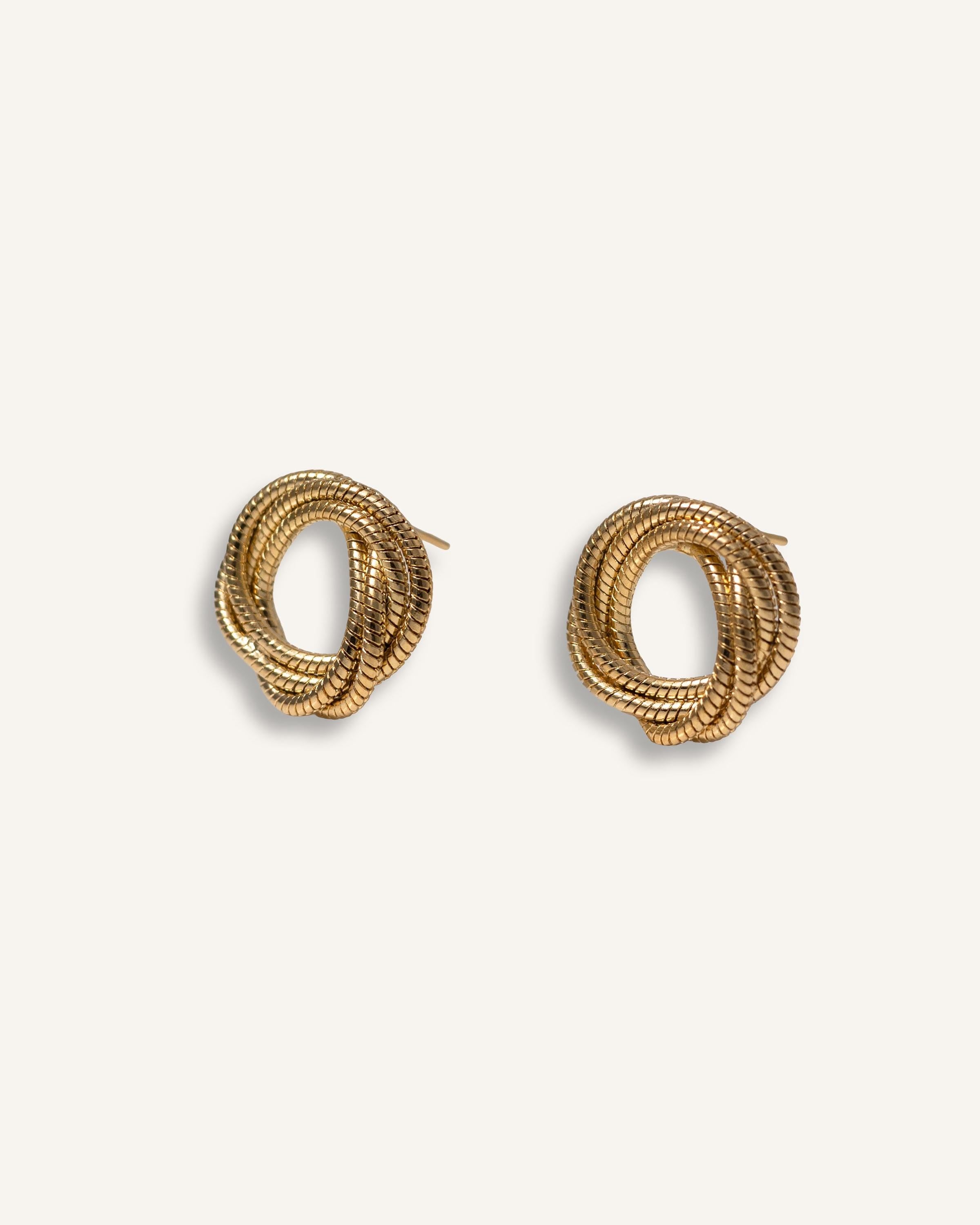 Knot Earrings gold plated – Textured Retro Studs | Vintage Inspired Statement Jewelry by Loon Concept