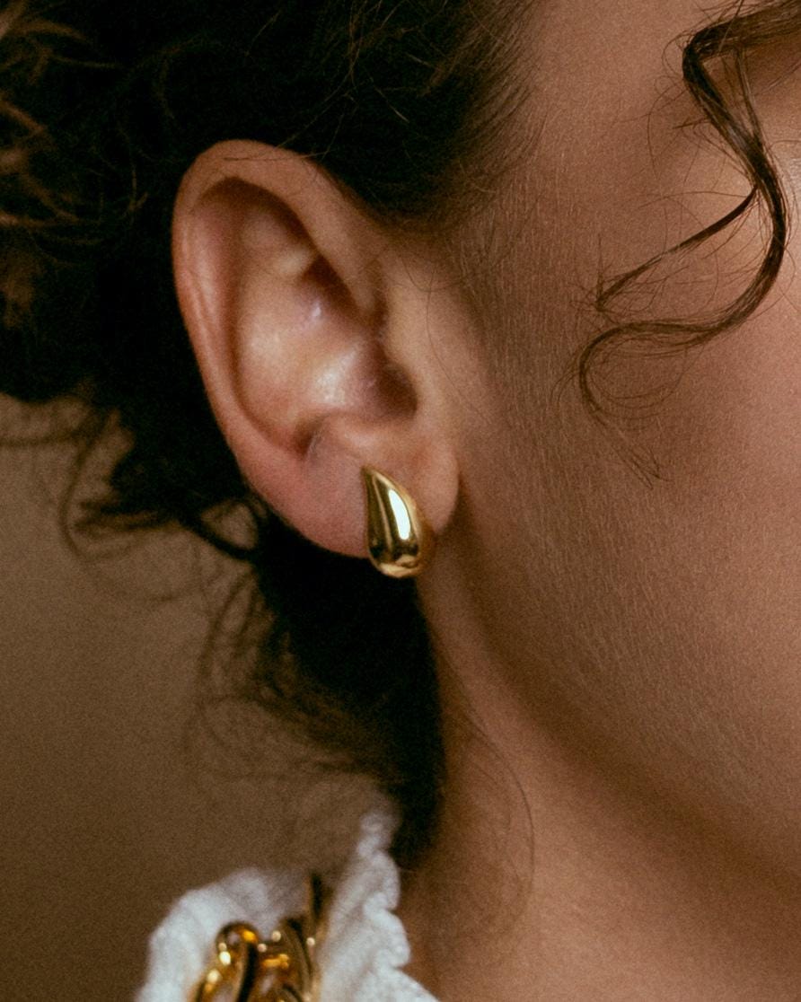 Teardrop Earrings gold plated – Chunky Dome Drop Earrings | Minimalist Statement Jewelry by Loon Concept