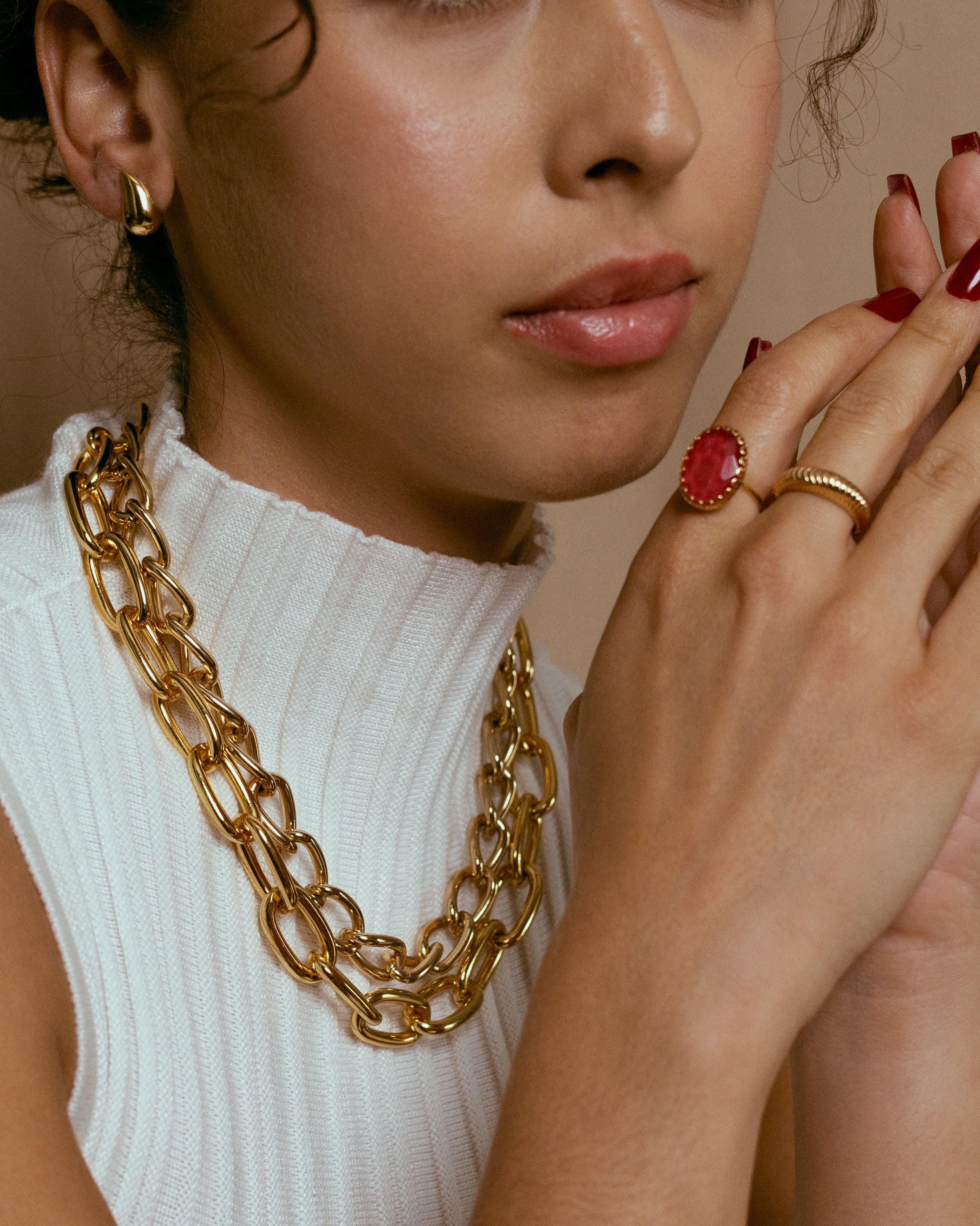 Teardrop Earrings gold plated – Chunky Dome Drop Earrings | Minimalist Statement Jewelry by Loon Concept