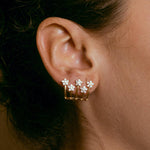 Floral Stud Earrings gold plated – Dainty CZ Flower Ear Jacket Style | Elegant Modern Jewelry by Loon Concept