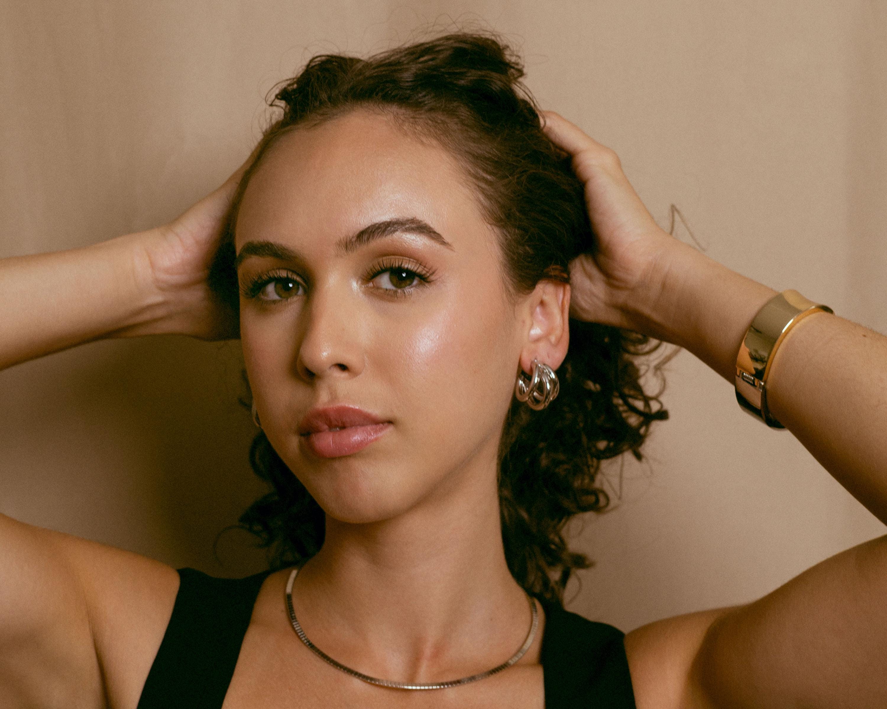 Chunky Dome Hoop Earrings rhodium plated – Bold Modern Silver Hoops | Statement Jewelry by Loon Concept