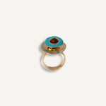 Statement Ring gold plated – Bold Geometric Adjustable Ring with Turquoise and Brown Accents | by Loon Concept