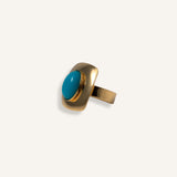 Statement Ring gold plated – Bold Turquoise Oval Adjustable Ring | Retro Style by Loon Concept