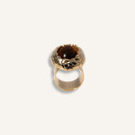Statement Ring gold plated – Textured Chunky Adjustable Ring with Amber-Toned Gemstone | by Loon Concept