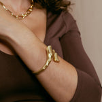 Cuff Bracelet gold plated – Sculptural Bamboo-Inspired Bangle | Bold Modern Statement Jewelry by Loon Concept