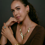 Statement Necklace gold plated – Leaf Charm Drop Necklace | Bold Boho Luxe Jewelry by Loon Concept