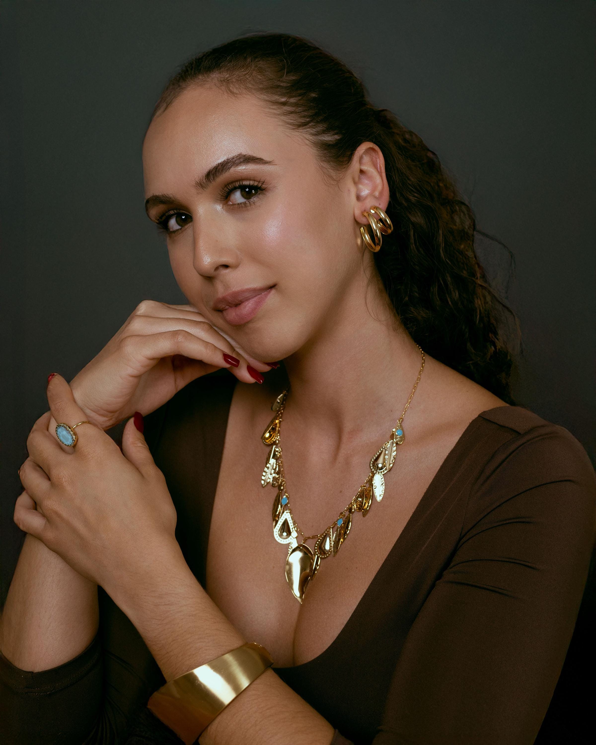 Statement Necklace gold plated – Leaf Charm Drop Necklace | Bold Boho Luxe Jewelry by Loon Concept