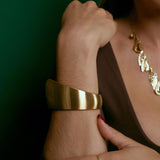 Gold Plated Cuff Bracelet – Wide Sculptural Bangle | Modern Minimalist Statement Jewelry by Loon Concept