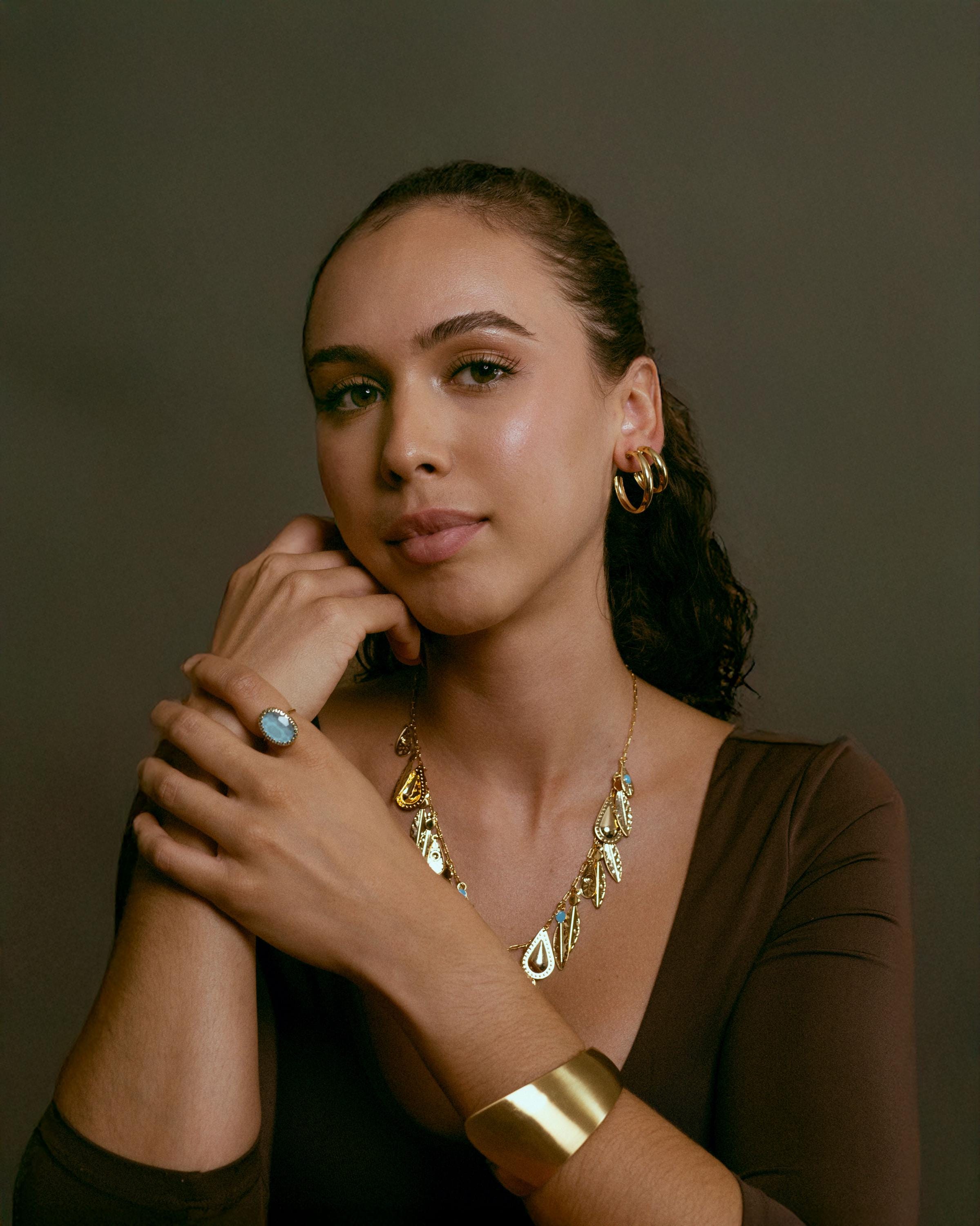 Gold Plated Cuff Bracelet – Wide Sculptural Bangle | Modern Minimalist Statement Jewelry by Loon Concept