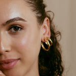 Double Hoop Earrings gold plated – Classic Chunky Hoops | Modern Everyday Jewelry by Loon Concept