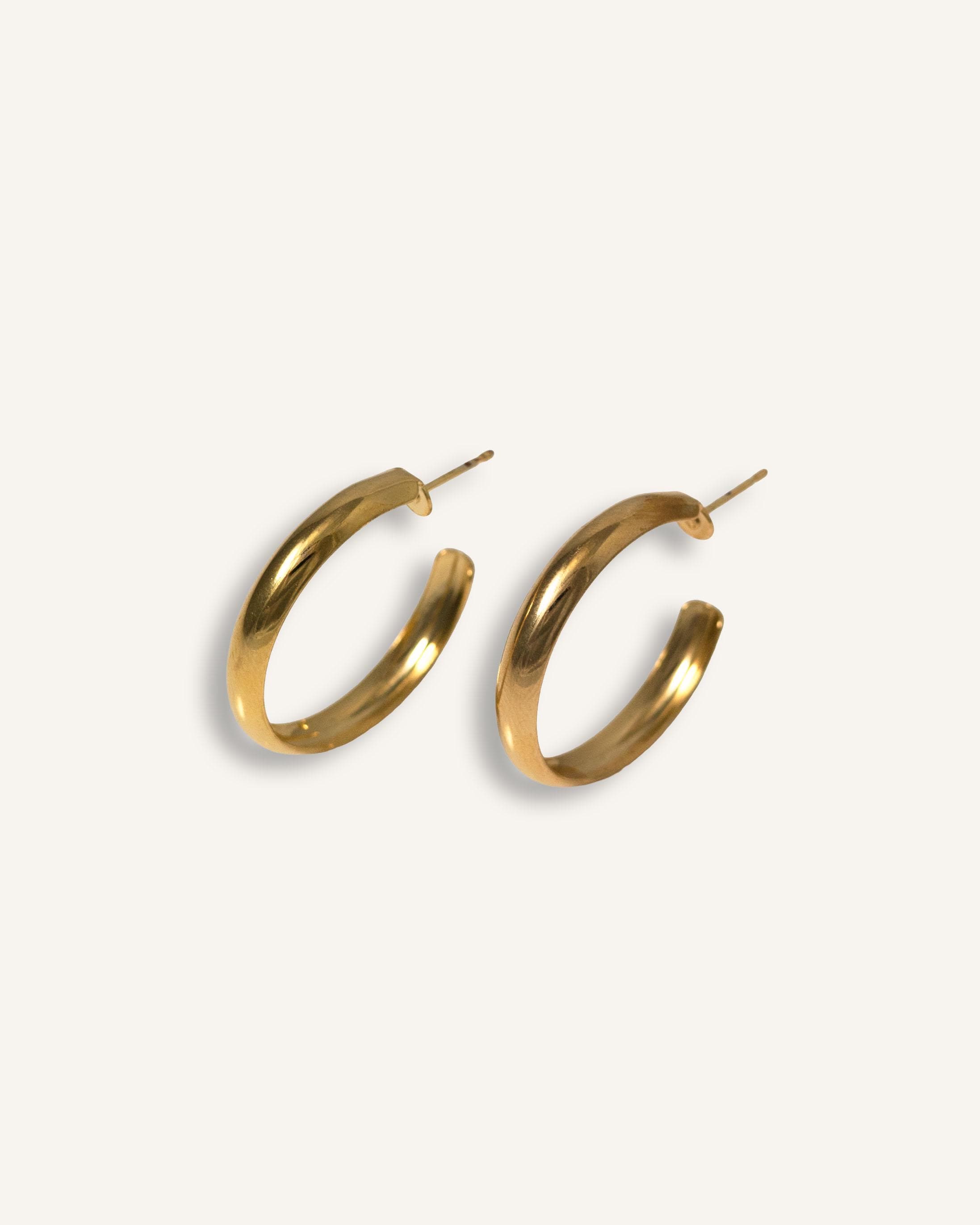Double Hoop Earrings gold plated – Classic Chunky Hoops | Modern Everyday Jewelry by Loon Concept