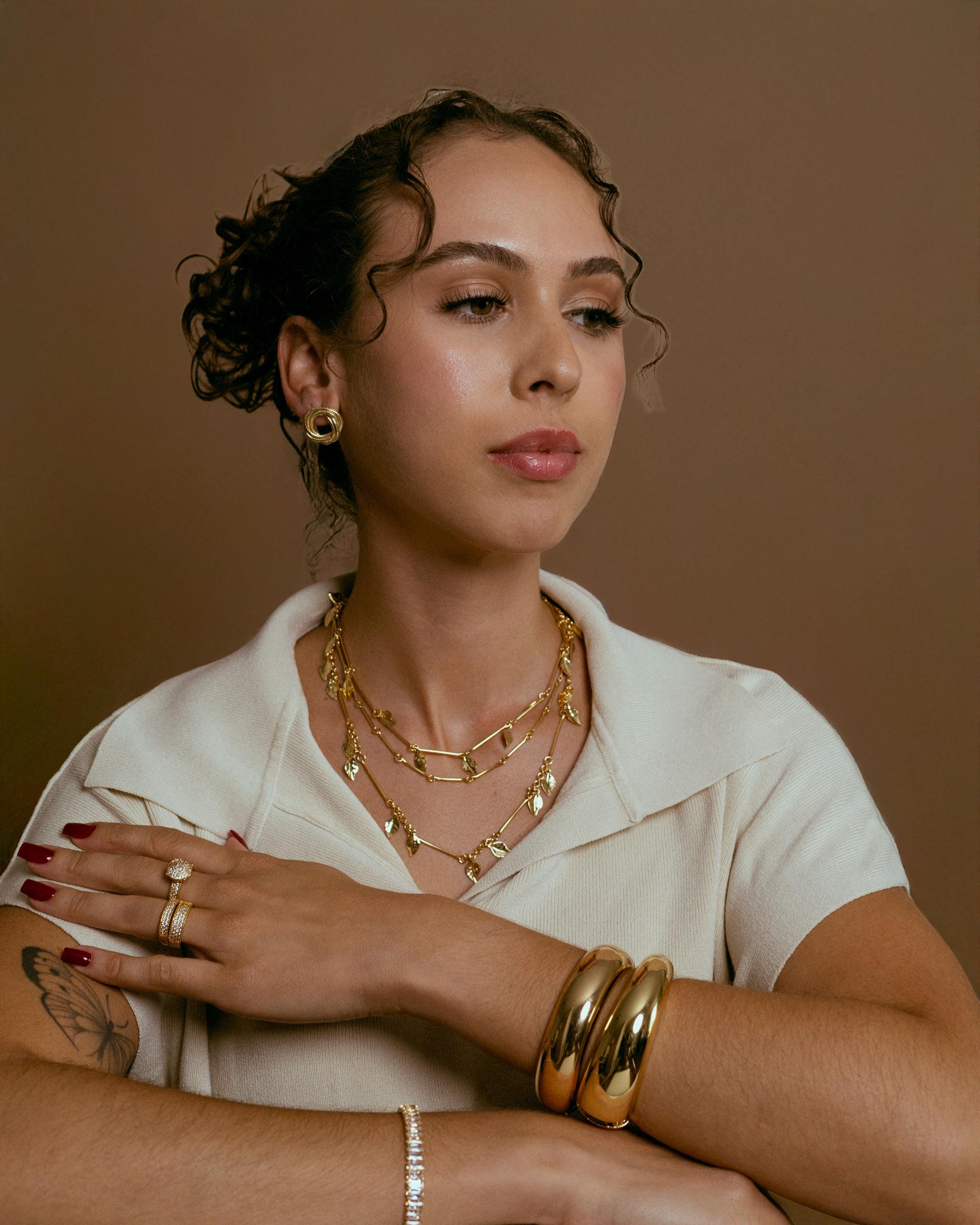 Leaf Charm Necklace gold plated – Layered Chain Necklace | Nature Inspired Jewelry by Loon Concept