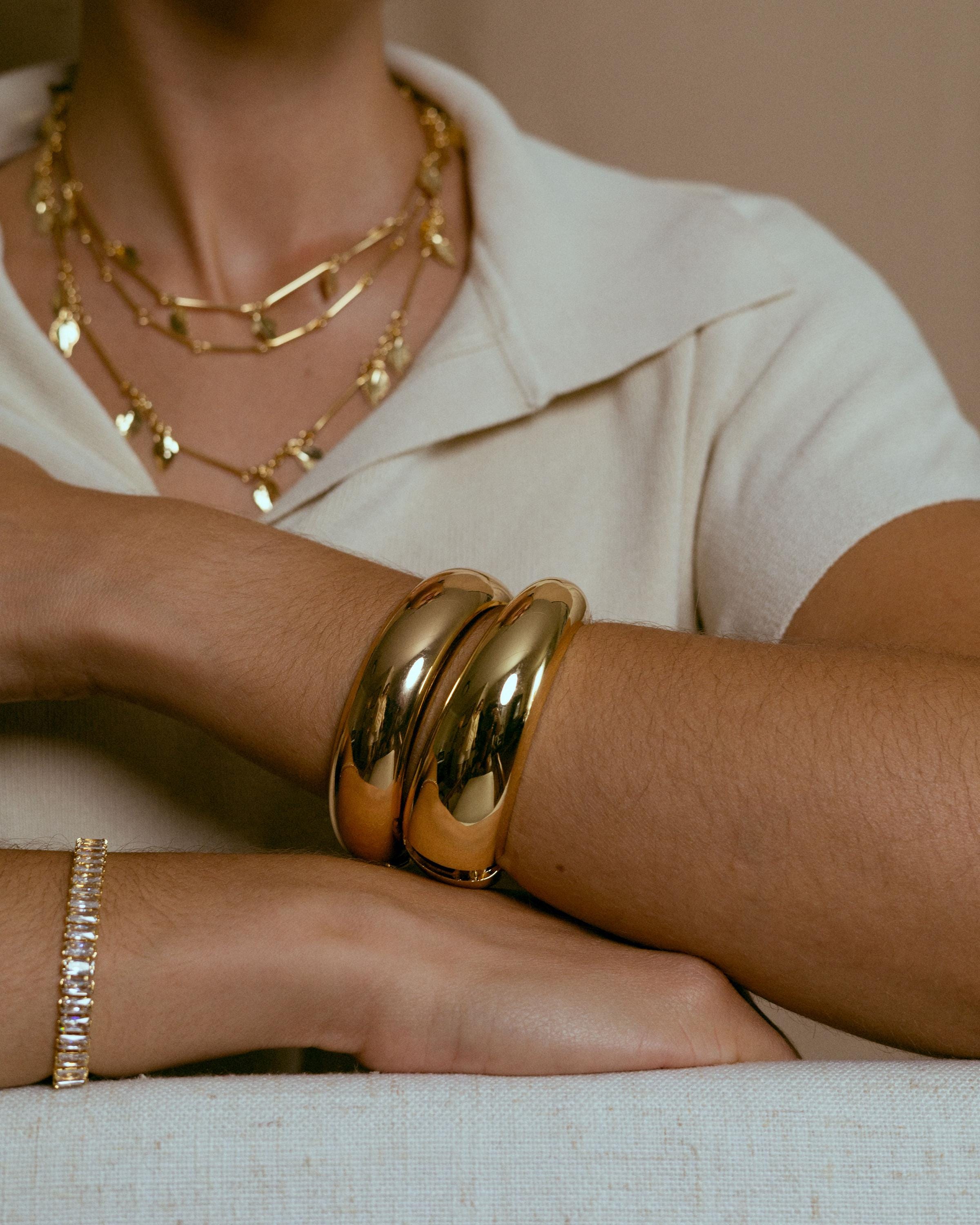 Chunky Cuff Bracelet gold plated – Bold Statement Bangle | Modern Minimalist Jewelry by Loon Concept