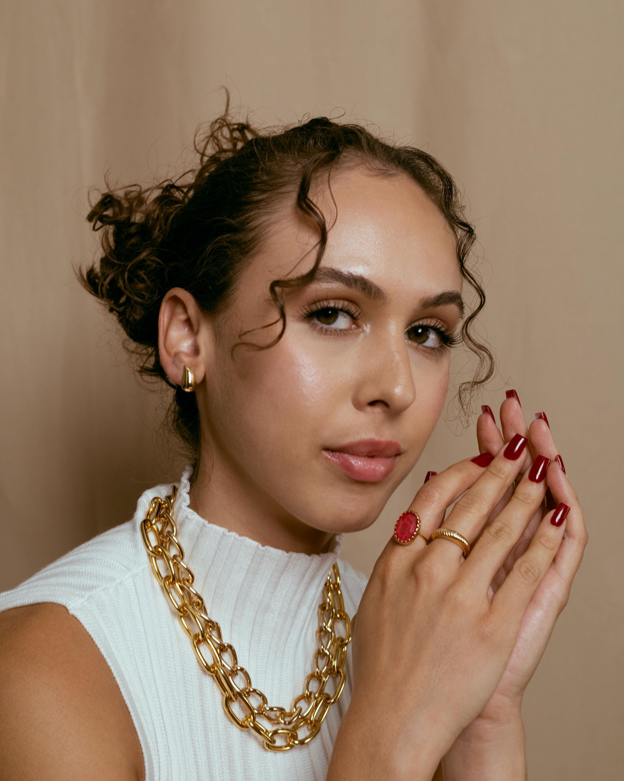 Teardrop Earrings gold plated – Chunky Dome Drop Earrings | Minimalist Statement Jewelry by Loon Concept