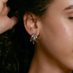 Chunky Dome Hoop Earrings rhodium plated – Bold Modern Silver Hoops | Statement Jewelry by Loon Concept