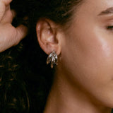 Chunky Dome Hoop Earrings rhodium plated – Bold Modern Silver Hoops | Statement Jewelry by Loon Concept