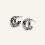 Chunky Dome Hoop Earrings rhodium plated – Bold Modern Silver Hoops | Statement Jewelry by Loon Concept