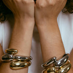 Chunky Dome Cuff Bracelet gold plated – Bold Sculptural Statement Jewelry | Modern Minimalist Bangle by Loon Concept