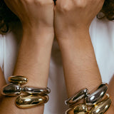 Chunky Dome Cuff Bracelet gold plated – Bold Sculptural Statement Jewelry | Modern Minimalist Bangle by Loon Concept