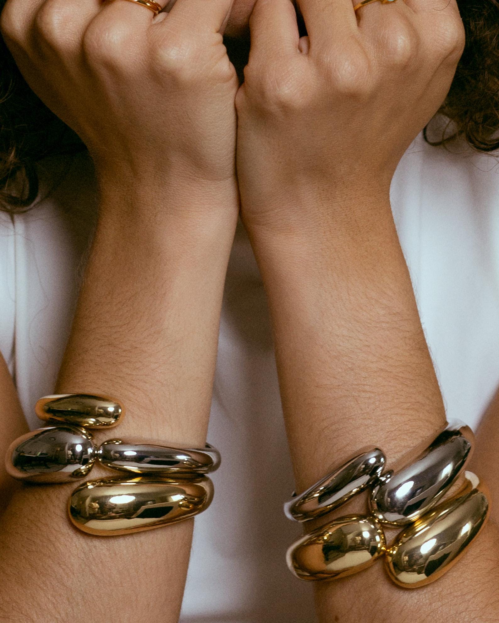 Chunky Dome Cuff Bracelet gold plated – Bold Sculptural Statement Jewelry | Modern Minimalist Bangle by Loon Concept