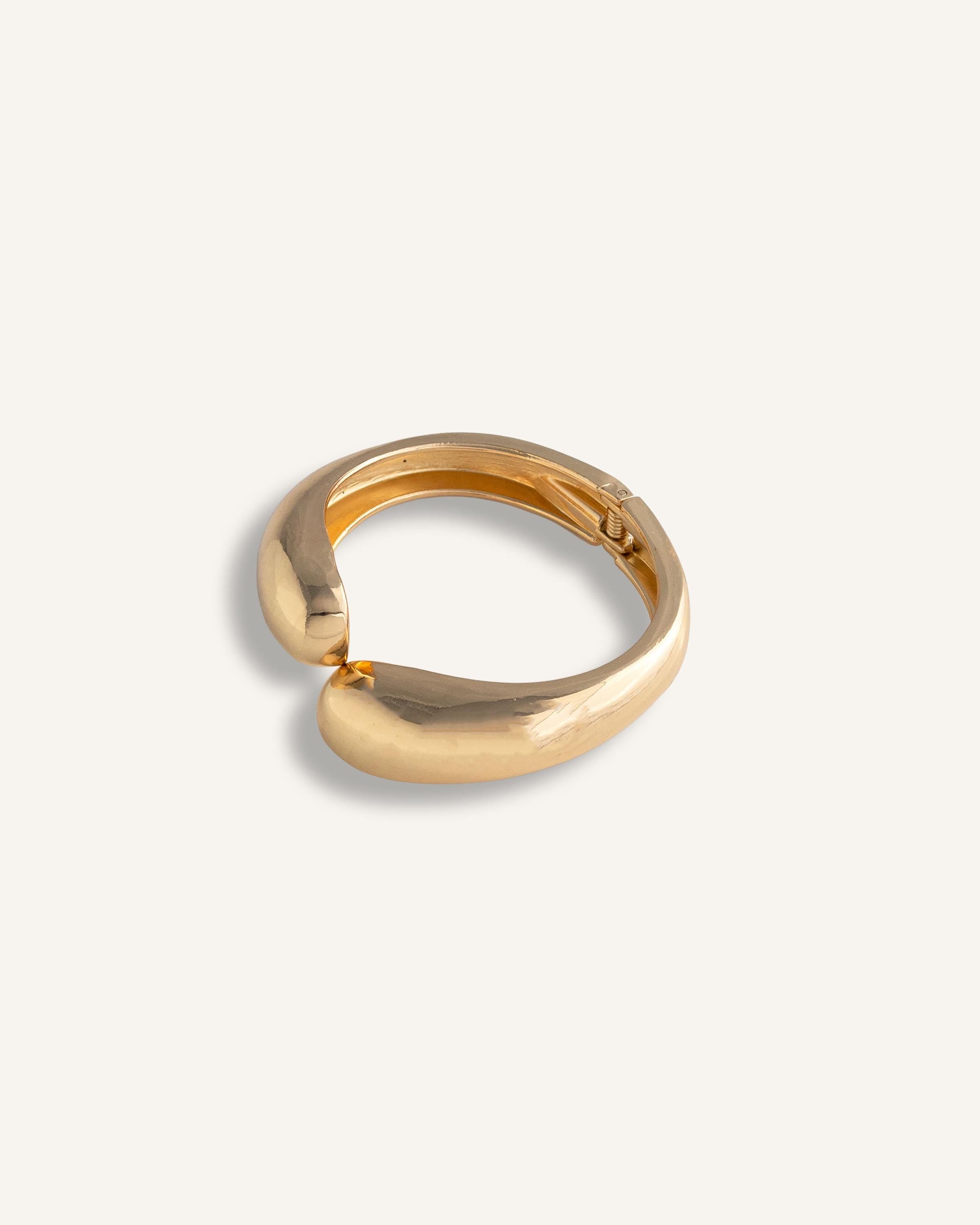 Chunky Dome Cuff Bracelet gold plated – Bold Sculptural Statement Jewelry | Modern Minimalist Bangle by Loon Concept