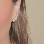 Shell Earrings gold plated – Sparkly Studs with Cubic Zirconia | Loon Concept