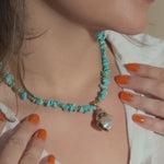 Turquoise Chip Necklace with Shell Pendant – Natural Beaded Choker | Loon Concept