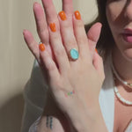 Gold Plated Adjustable Cocktail Ring: Blue or Red Gemstone