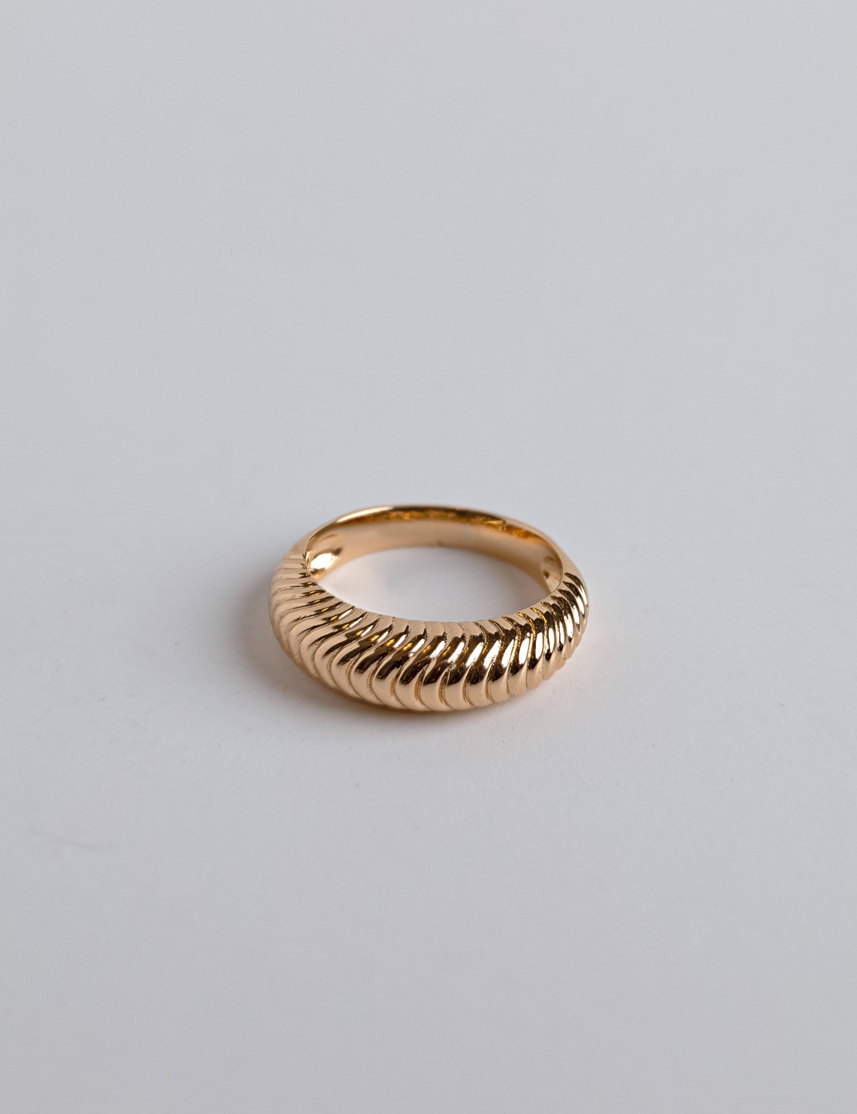 Distinctive 14K gold statement ring with unique contemporary design, bold Loon Concept signature piece