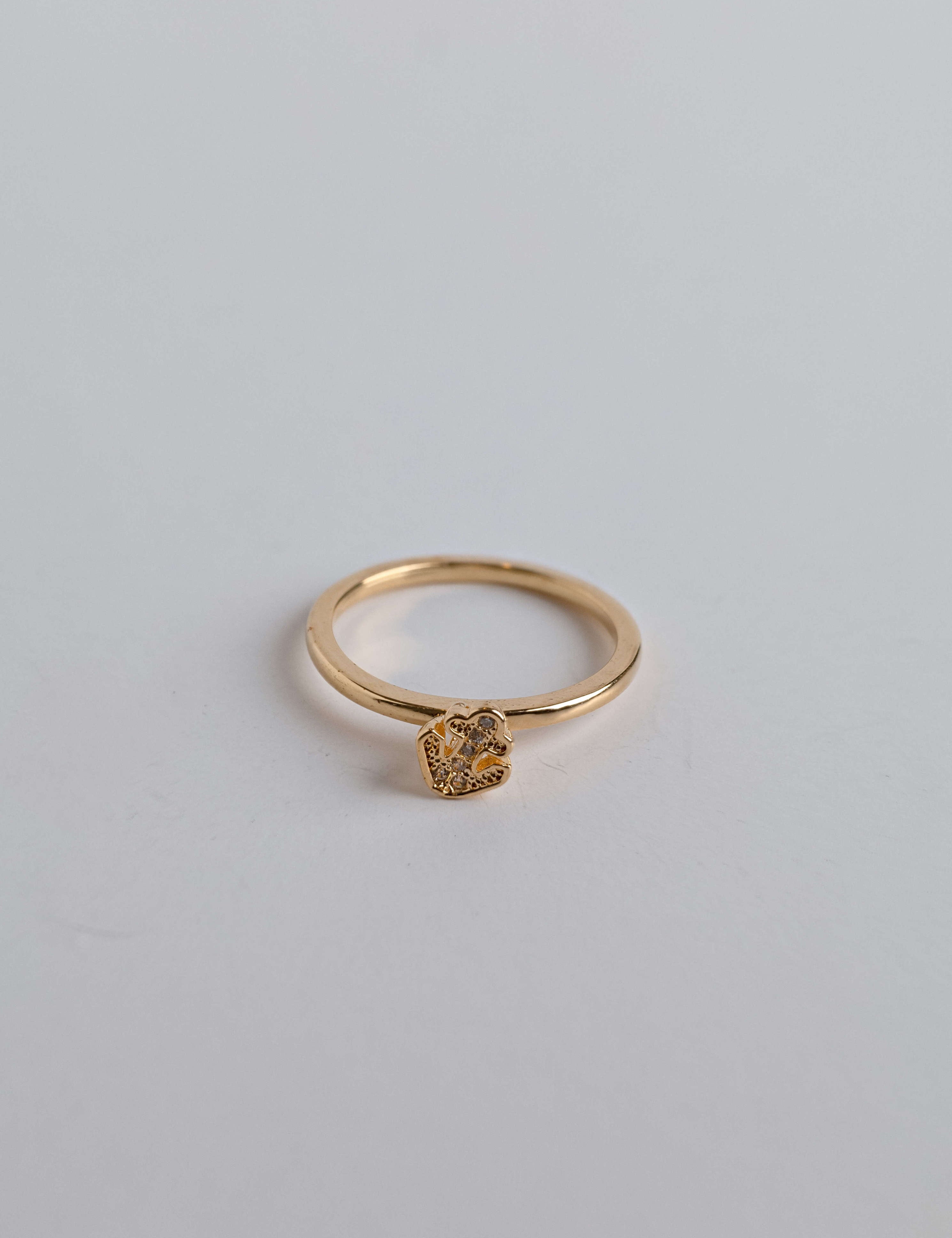 Loon Concept Gold Plated Zirconia Anchor Ring with Sparkling Stones, Everyday Statement Jewelry
