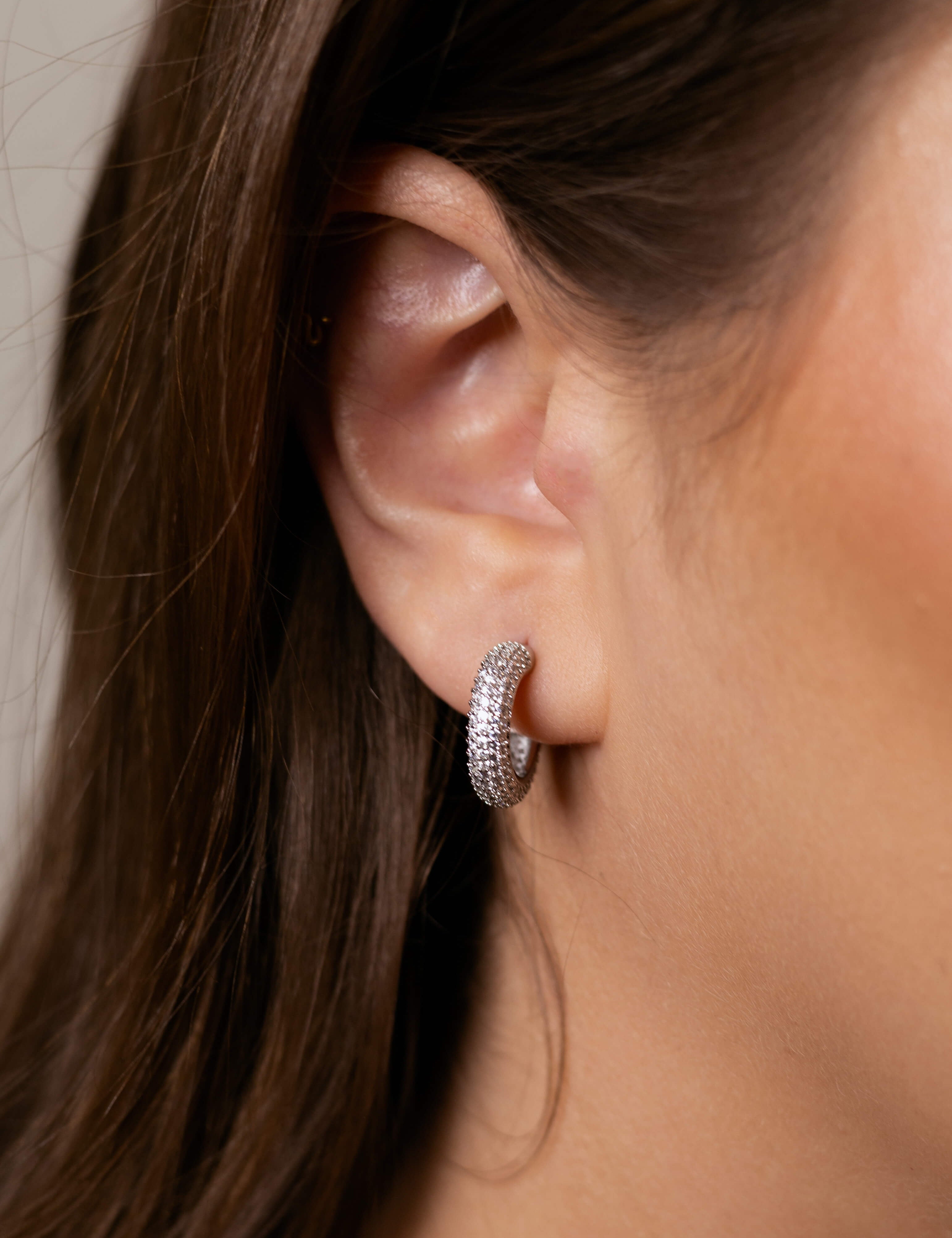 Amelia earrings with gold hoop earring set and small dangle earrings, a timeless and chic accessory.