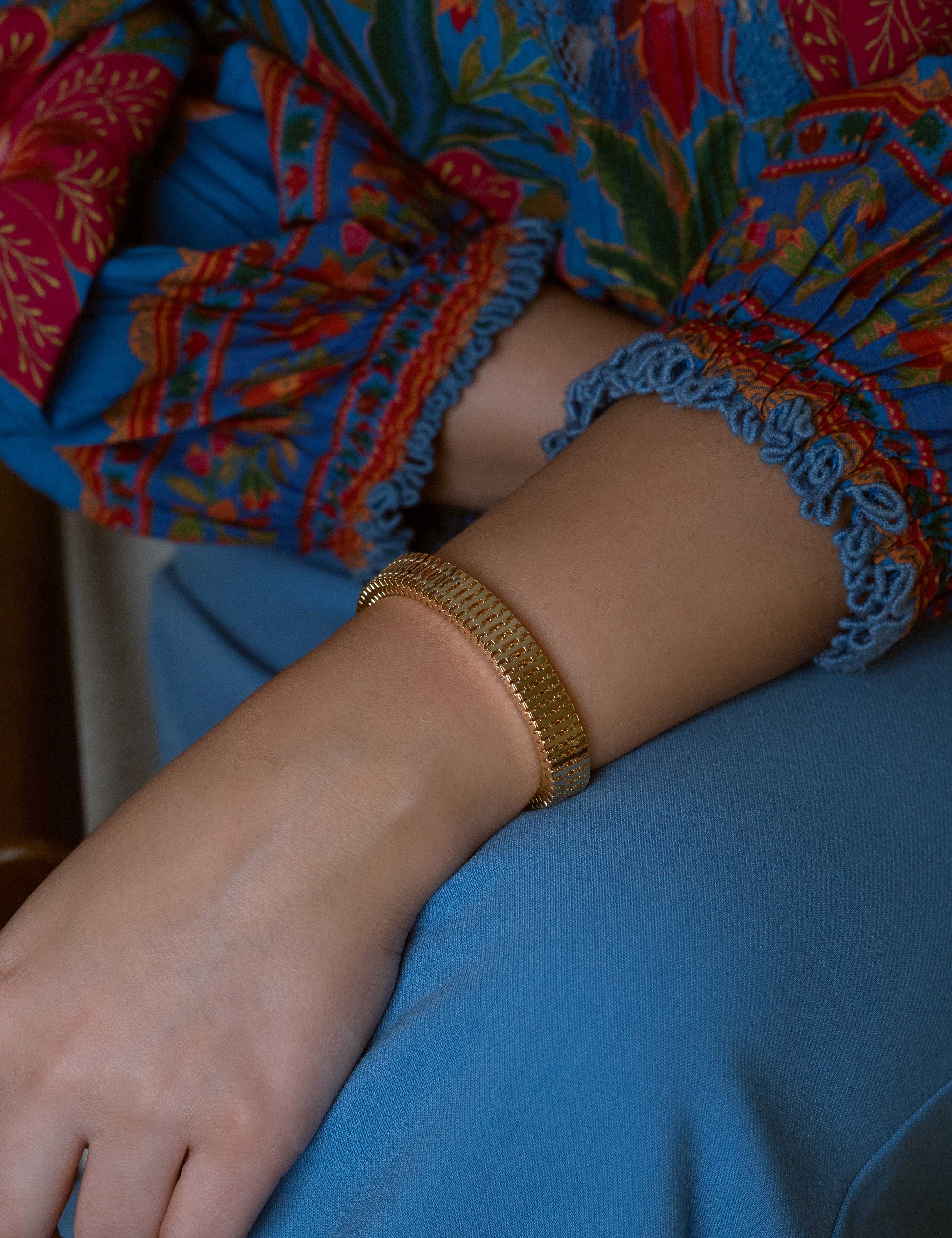 Chunky gold bracelet, gold-dipped for a bold and stylish statement, perfect for layering or standalone wear.
