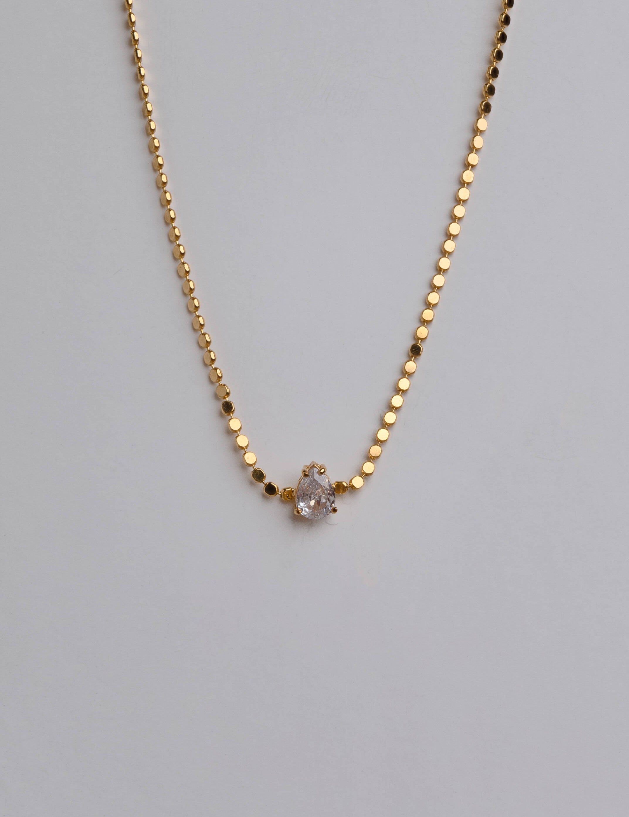 Cubic zirconia choker necklace with small gold dots, 18K gold plated, hypoallergenic and non-tarnishing