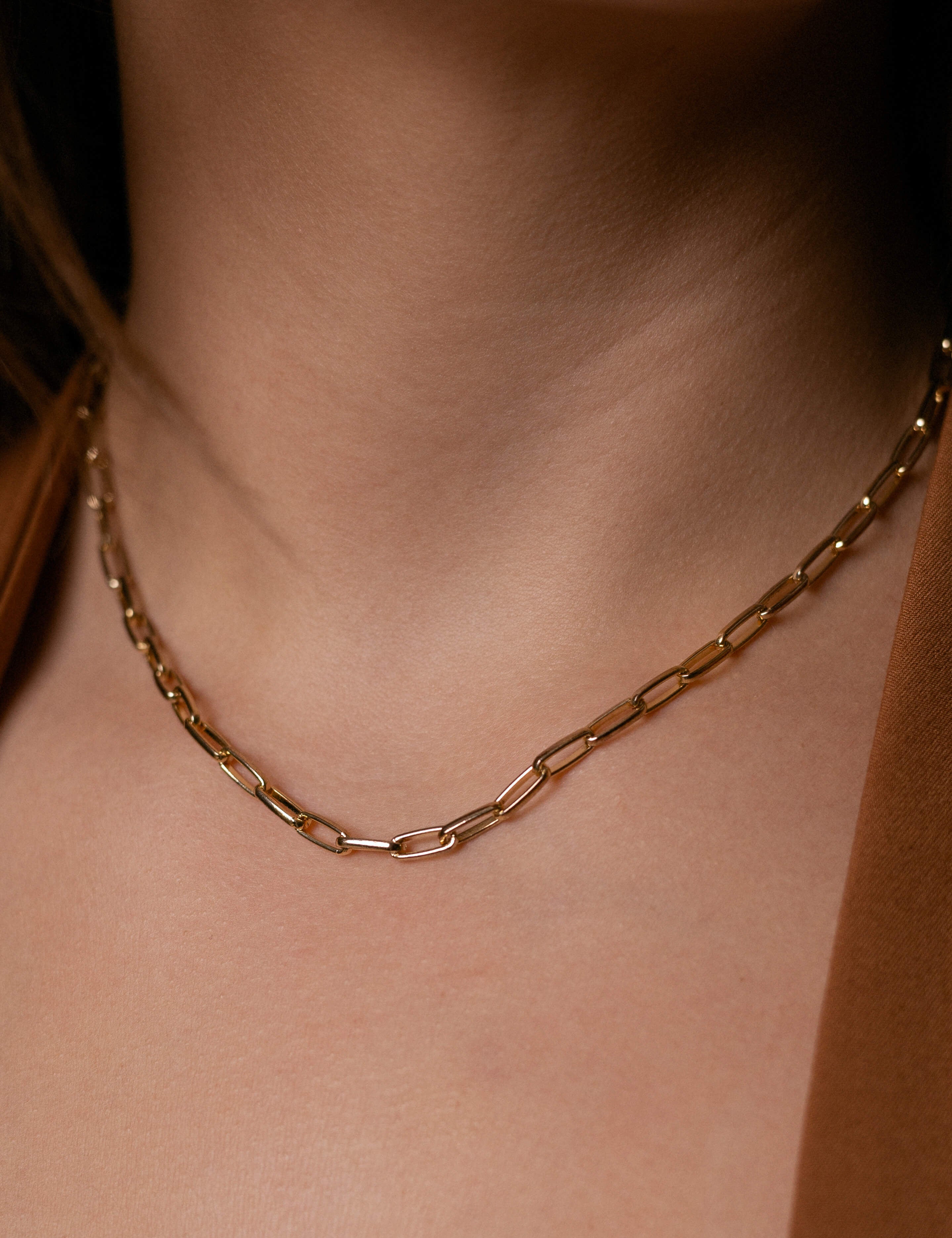 Gold chain link necklace, 18K gold plated, non-tarnishing and hypoallergenic, perfect for layering